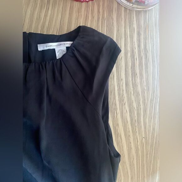 Diane Von Furstenberg Mini Dress Sz 6 Black Ruched Sleeveless Pencil Dress Zip - Picture 6 of 12